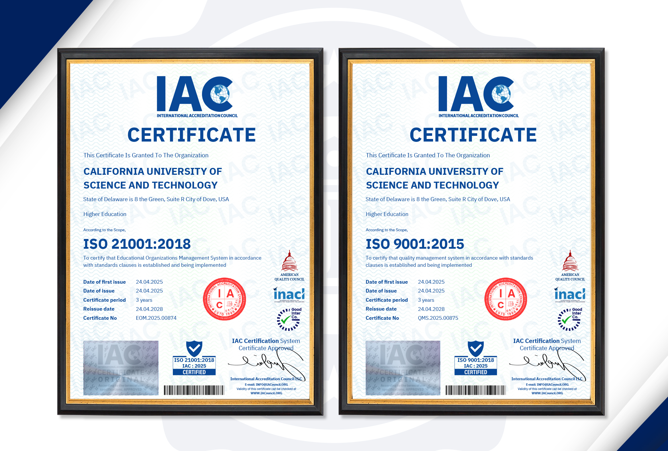 شهادات ISO المقدمة من منظمة IAC